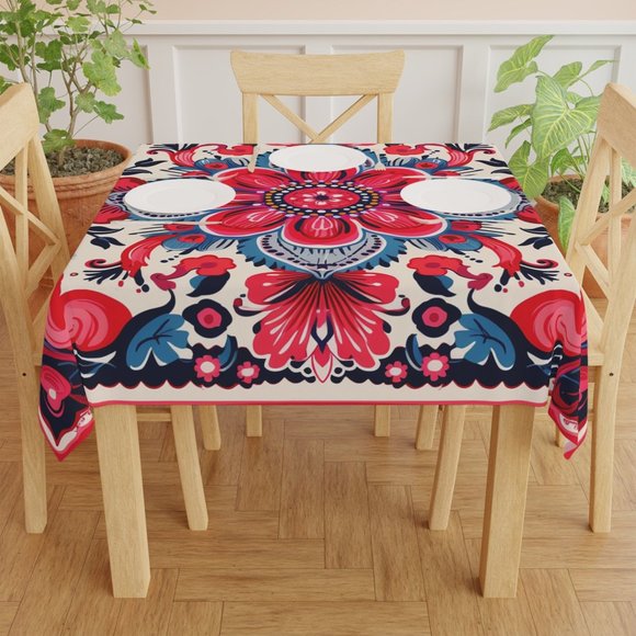 Boho Tablecloth | Vintage Tablecloth | Floral table cloth | Rectangle Square - Picture 4 of 5
